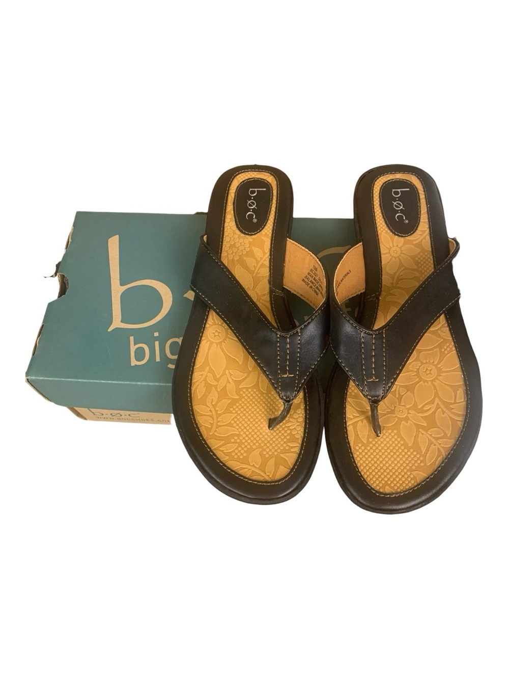 NWOT b.o.c. Zita Black Thong Spring Summer Sandals Slip-On Faux Leather Size 10